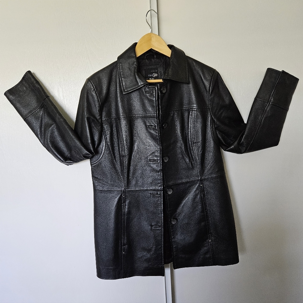 East 5th Classic Black Leather Jacket (Medium)
